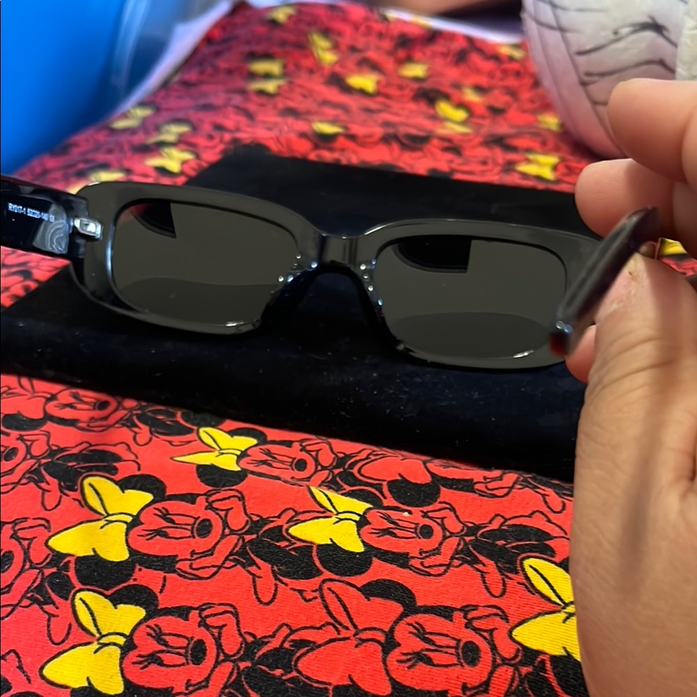 Black Rectangular Wrap-Around Glasses - image 7